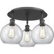 Athens 3 Light 19.75 inch Matte Black Flush Mount Ceiling Light in Clear