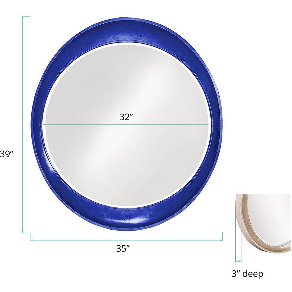 Ellipse 39 X 35 inch Glossy Royal Blue Wall Mirror
