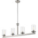 Savannah 4 Light 40 inch Brushed Nickel Linear Chandelier Ceiling Light