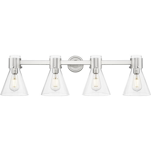 Downtown Urban Lawton Cone 4 Light 34 inch Satin Nickel Bath Vanity Light Wall Light in Clear