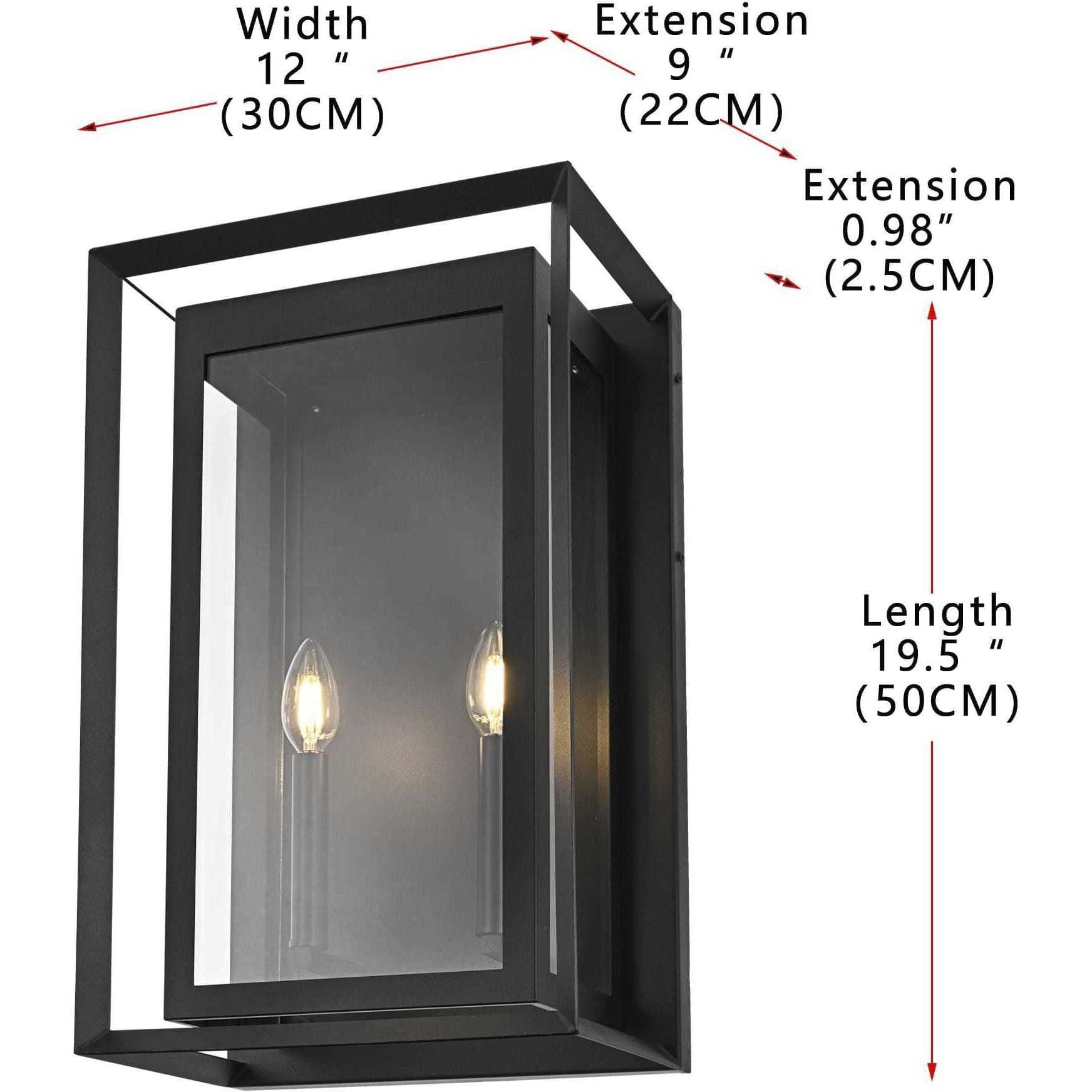 Etting 2 Light 19.5 inch Black Outdoor Wall Sconce