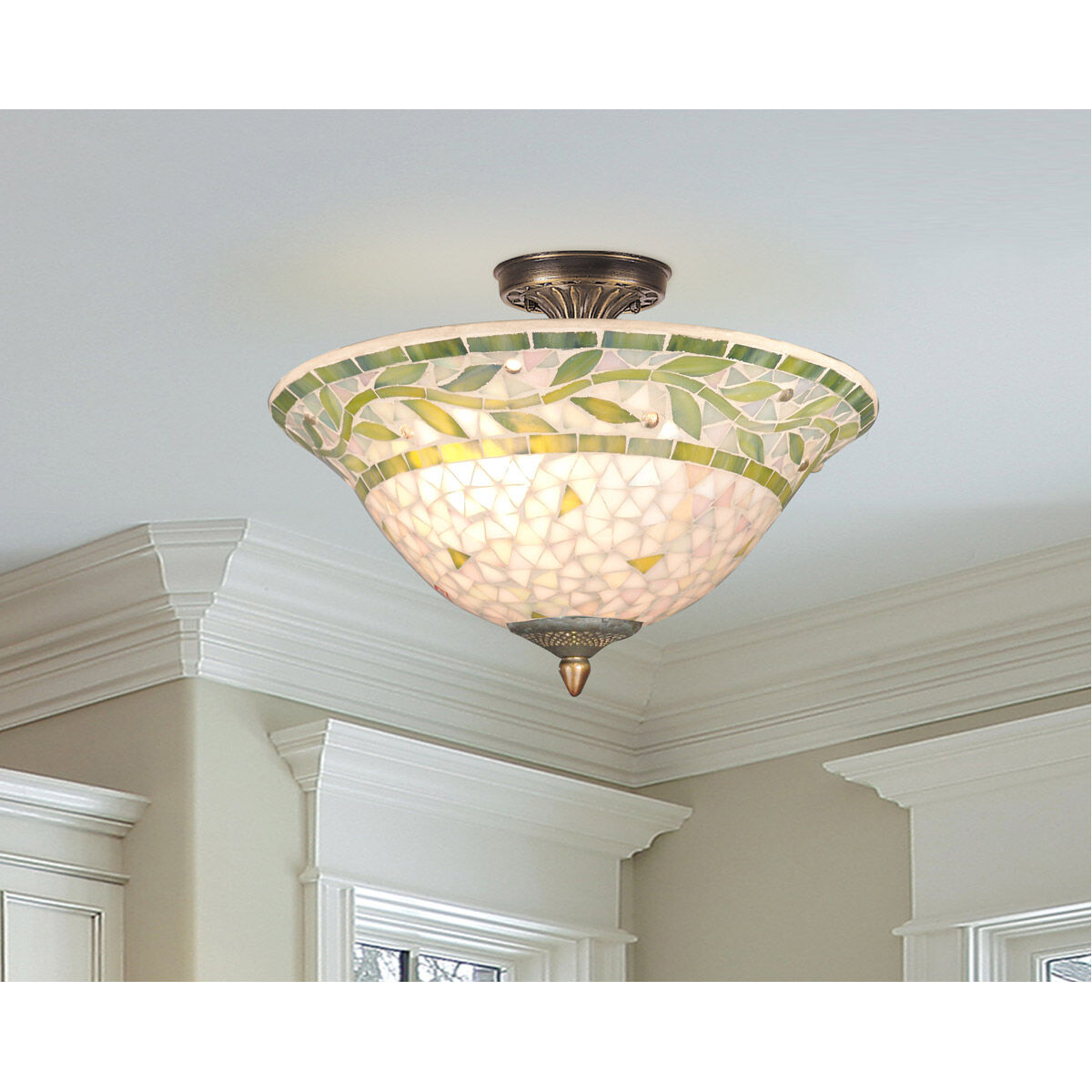 Evelyn 3 Light 13 inch Antique Brass Flush Mount Ceiling Light