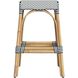 Robias Rectangular Rattan 30" Bar Stool in White and Navy Stripe