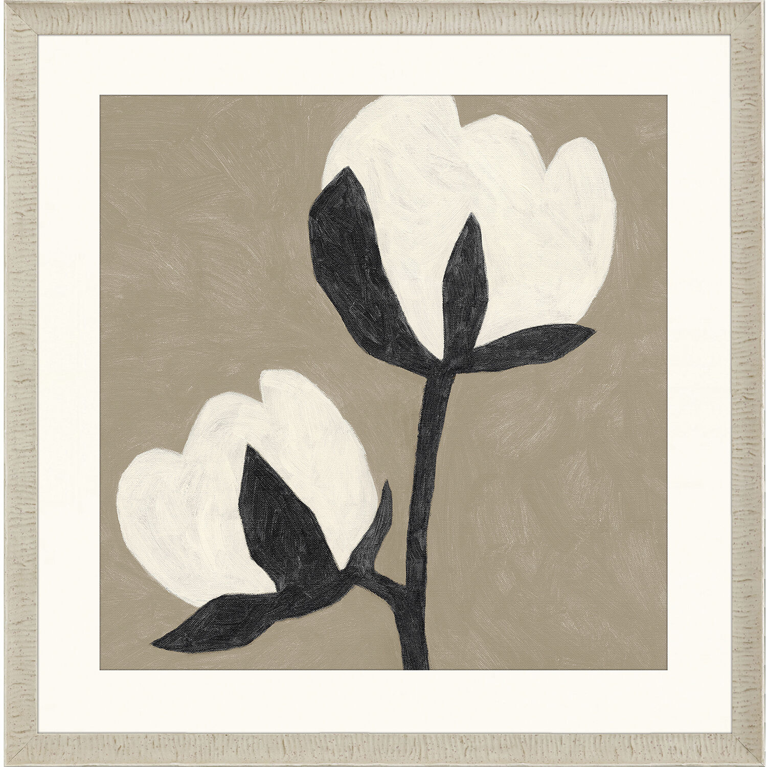 Delicate Sketch White and Beige and Black and Neutral Framed Art