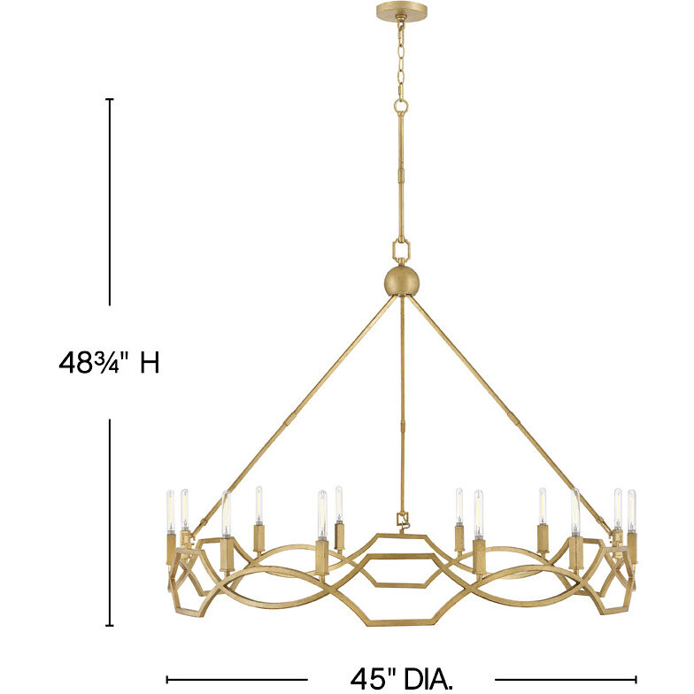 Leona 12 Light 45 inch Distressed Brass Chandelier Ceiling Light