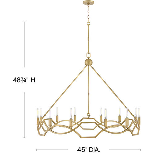 Leona 12 Light 45 inch Distressed Brass Chandelier Ceiling Light