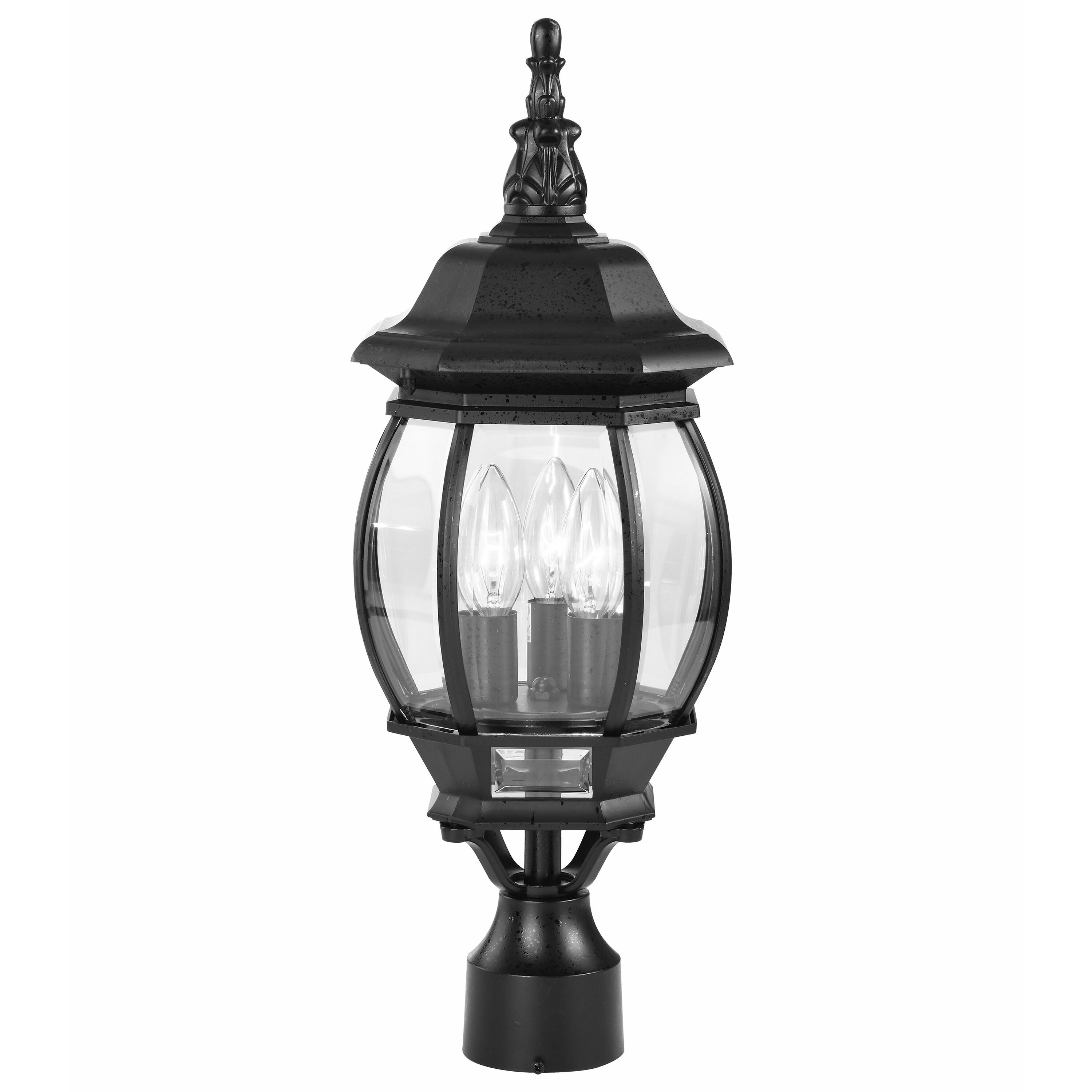 Central Park 3 Light 21 inch Textured Black Outdoor Post Lantern