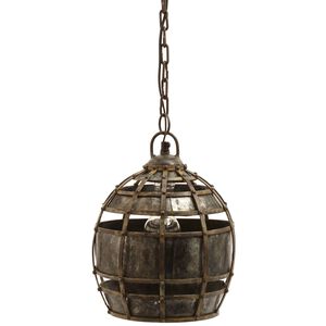 Fortress 1 Light 9 inch Silver Pendant Ceiling Light, Round