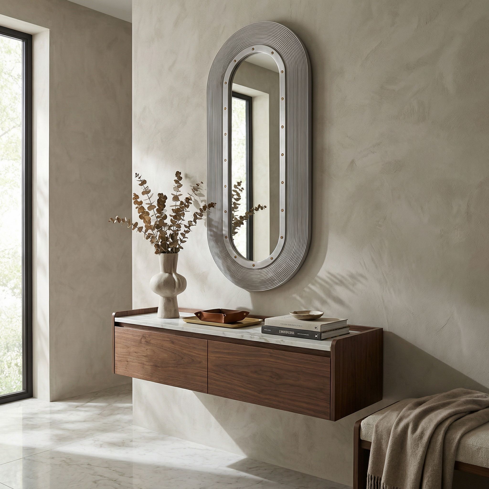 Luna 58 X 25 inch White Wash Mirror