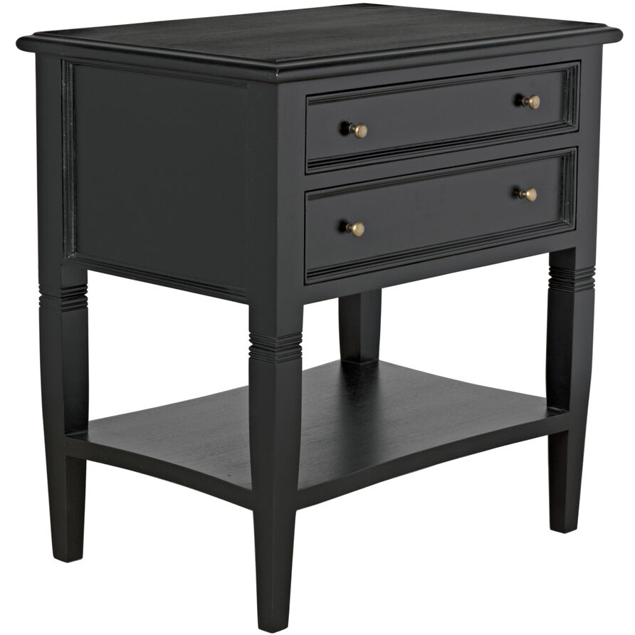 Oxford 30 X 28 inch Hand Rubbed Black Side Table, 2 Drawer
