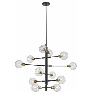 Ocean Drive 12 Light Venetian Brass Foyer Pendant Ceiling Light in Venetian Brass and Graphite