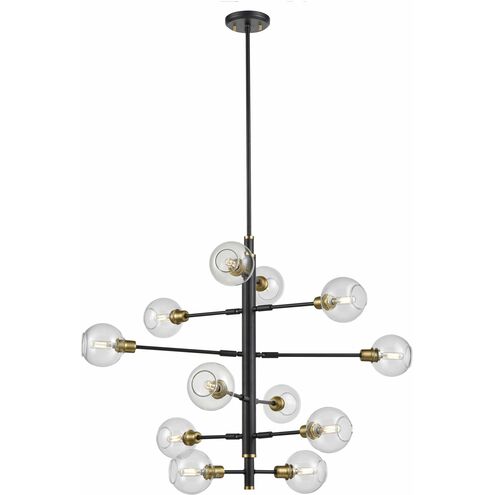 Ocean Drive 12 Light Venetian Brass Foyer Pendant Ceiling Light in Venetian Brass and Graphite