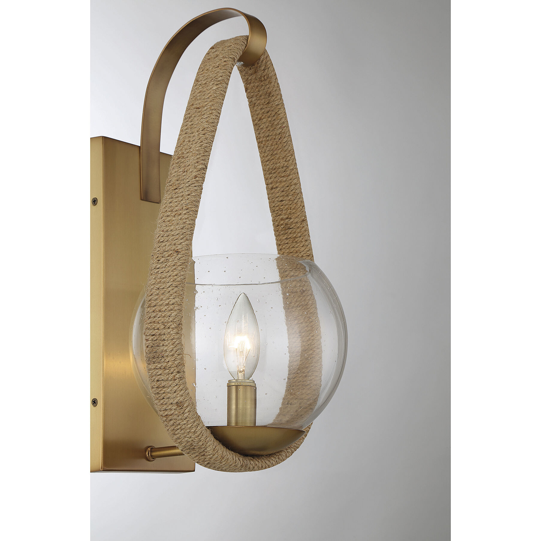 Ashe 1 Light 8.5 inch Warm Brass and Rope Wall Sconce Wall Light