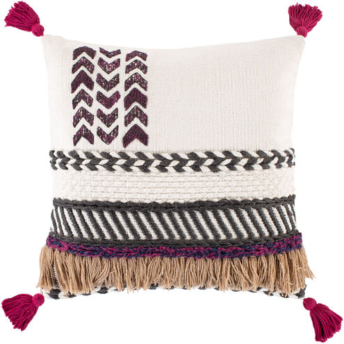 Zuri 20 X 20 inch Charcoal/White/Bright Pink/Camel/Dark Blue Pillow Kit, Square