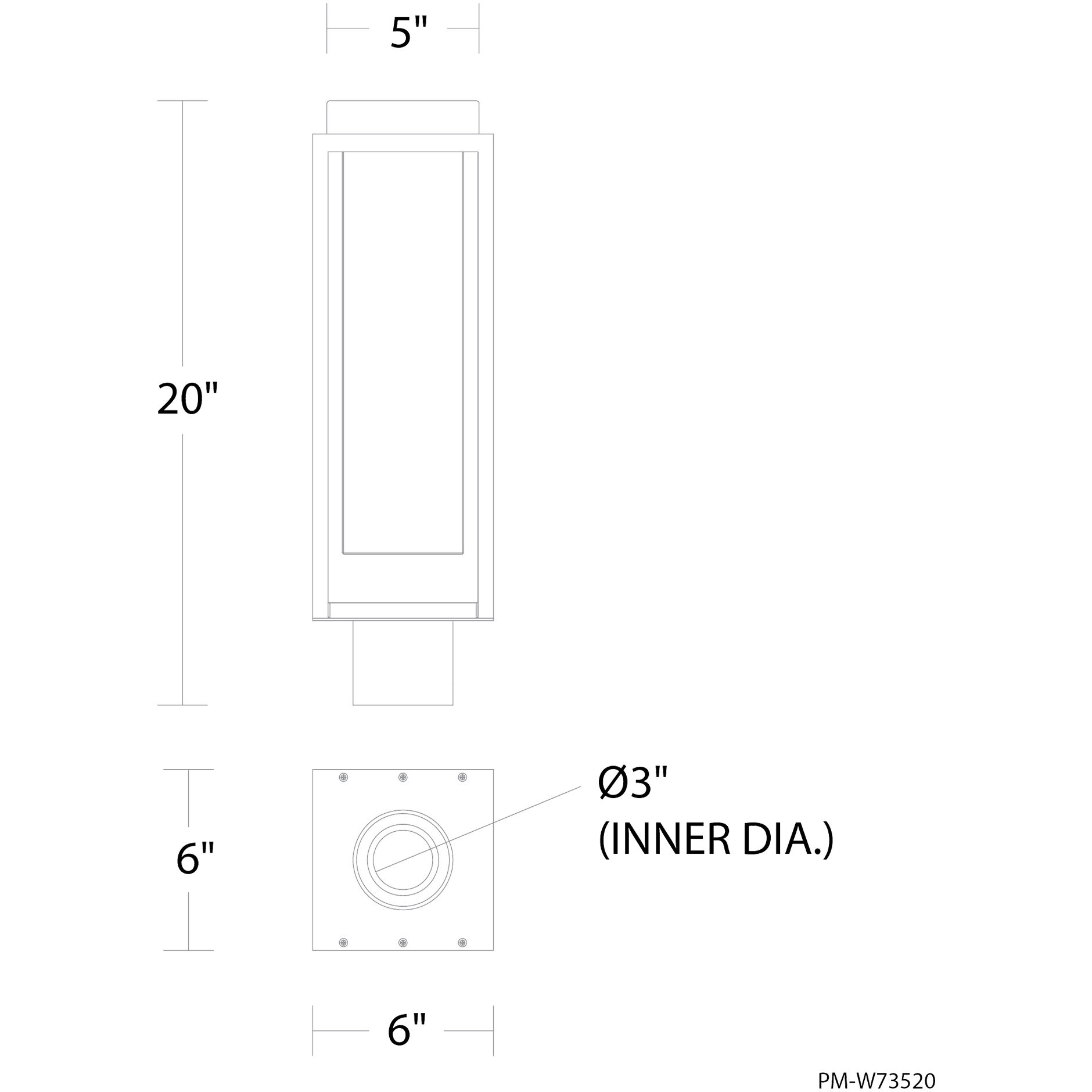 Framed LED 20 inch Black Outdoor Post Lighting