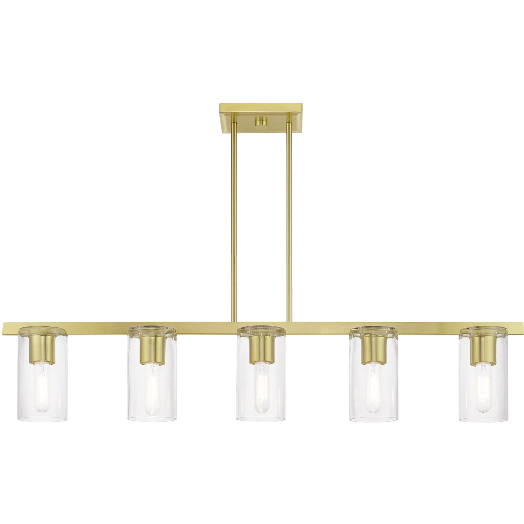 Clarion 5 Light 42 inch Satin Brass Linear Chandelier Ceiling Light