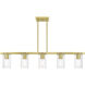 Clarion 5 Light 42 inch Satin Brass Linear Chandelier Ceiling Light