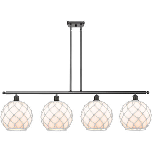 Ballston Large Farmhouse Rope LED 48 inch Oil Rubbed Bronze Island Light Ceiling Light in White Glass with White Rope, Ballston
