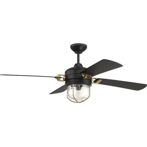 Nola 52 inch Flat Black/Satin Brass with Flat Black Blades Ceiling Fan