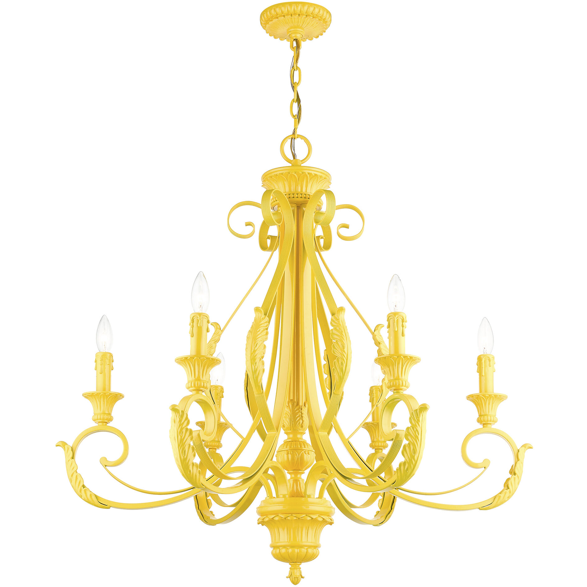 Valencia 6 Light 35 inch Shiny Yellow Large Chandelier Ceiling Light