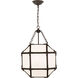 Suzanne Kasler Morris 3 Light 13.5 inch Antique Zinc Lantern Pendant Ceiling Light in White Glass, Small