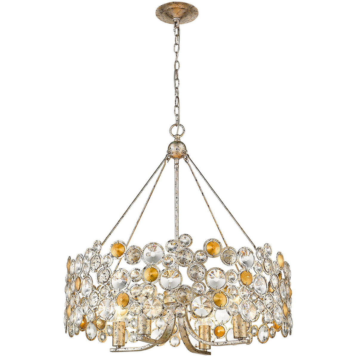 Vitozzi 4 Light 27 inch Antique Silver Leaf Chandelier Ceiling Light