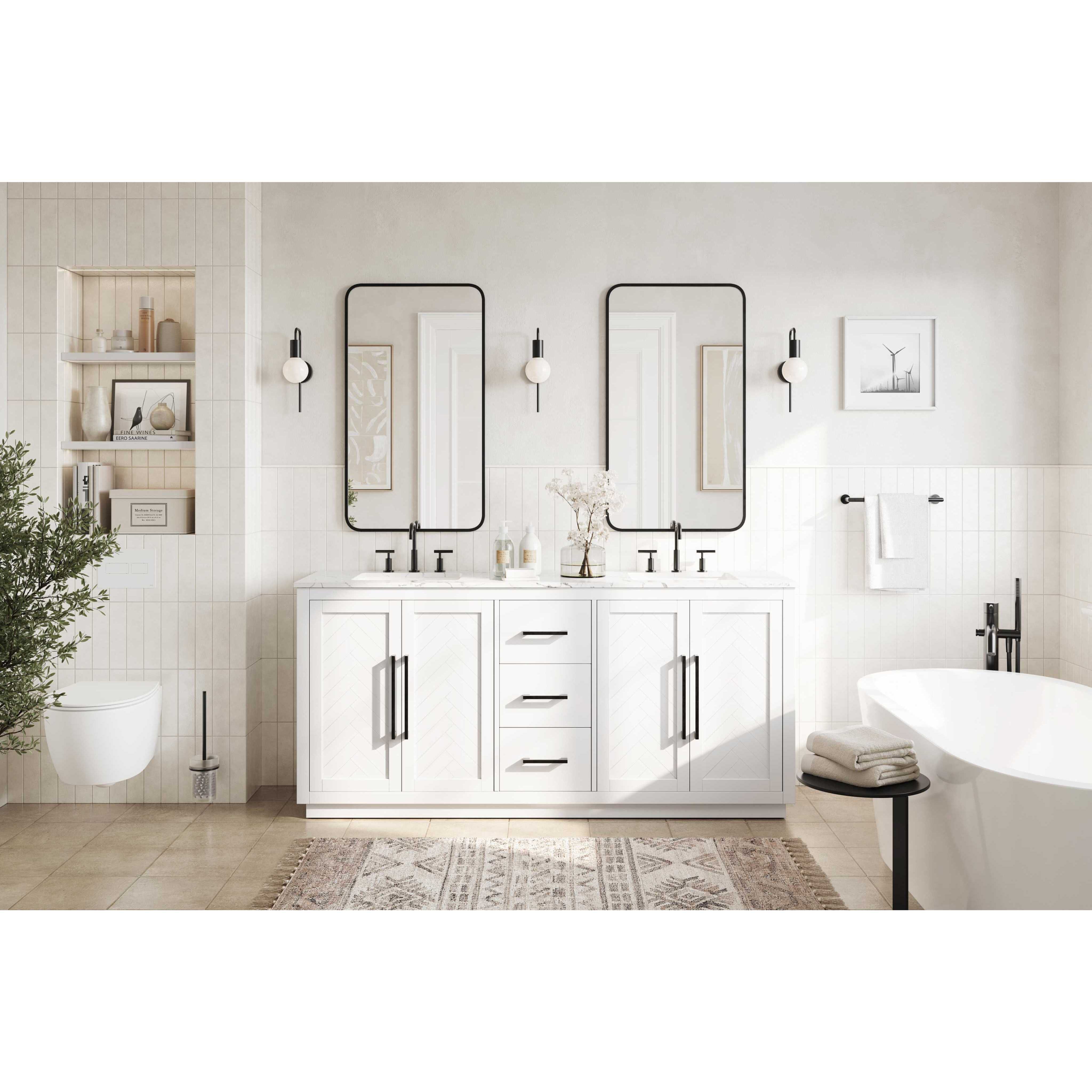 Chase 72 X 34 inch White Bathroom Vanity Cabinet