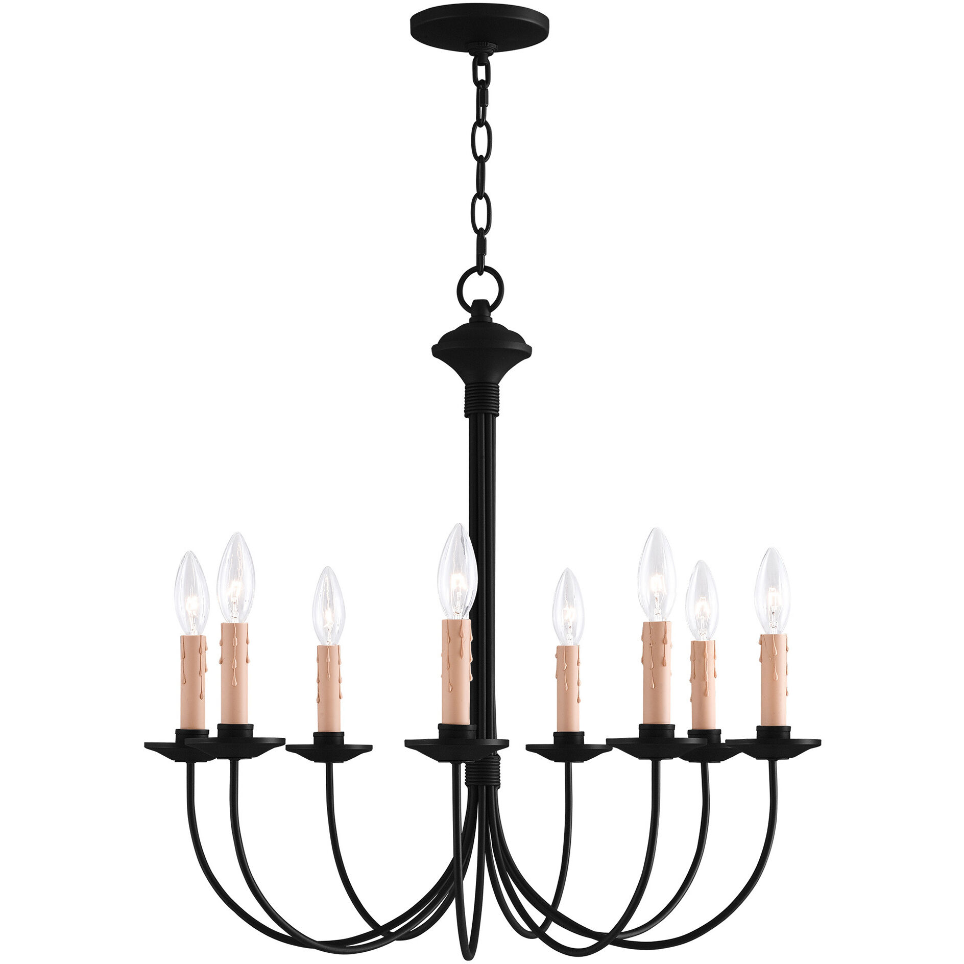 Heritage 8 Light 24 inch Black Chandelier Ceiling Light