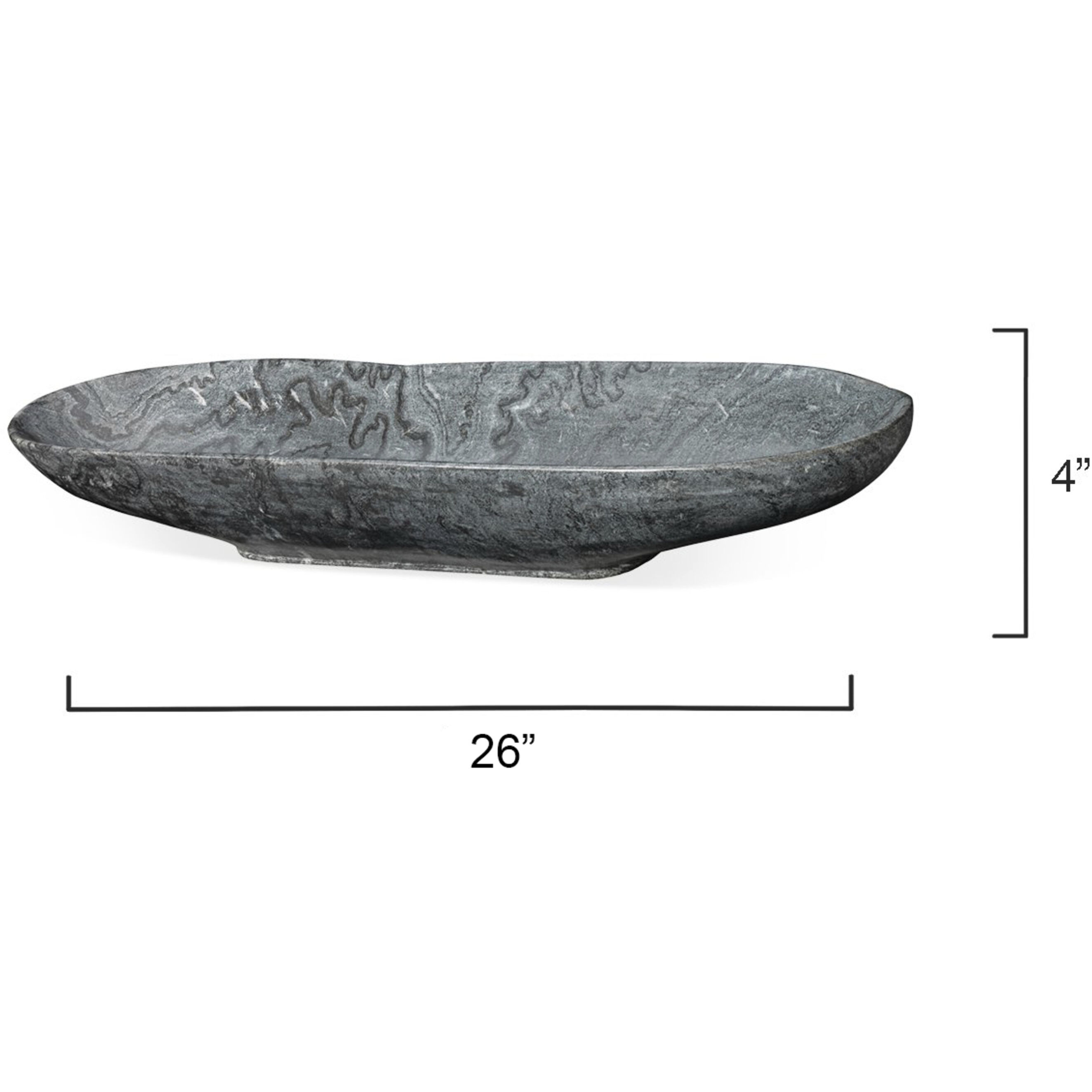 Long 8 X 4 inch Long Oval Bowl in Grey Marble