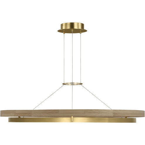 Sean Lavin Grace 1 Light 48 inch Hand Rubbed Antique Brass/Natural Oak Chandelier Ceiling Light