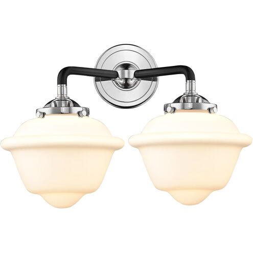 Nouveau Small Oxford LED 15.5 inch Black Polished Nickel Bath Vanity Light Wall Light in Matte White Glass, Nouveau
