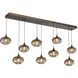 Coppa 9 Light Flat Bronze Linear Pendant Ceiling Light in Coppa Bronze, Multi-Port