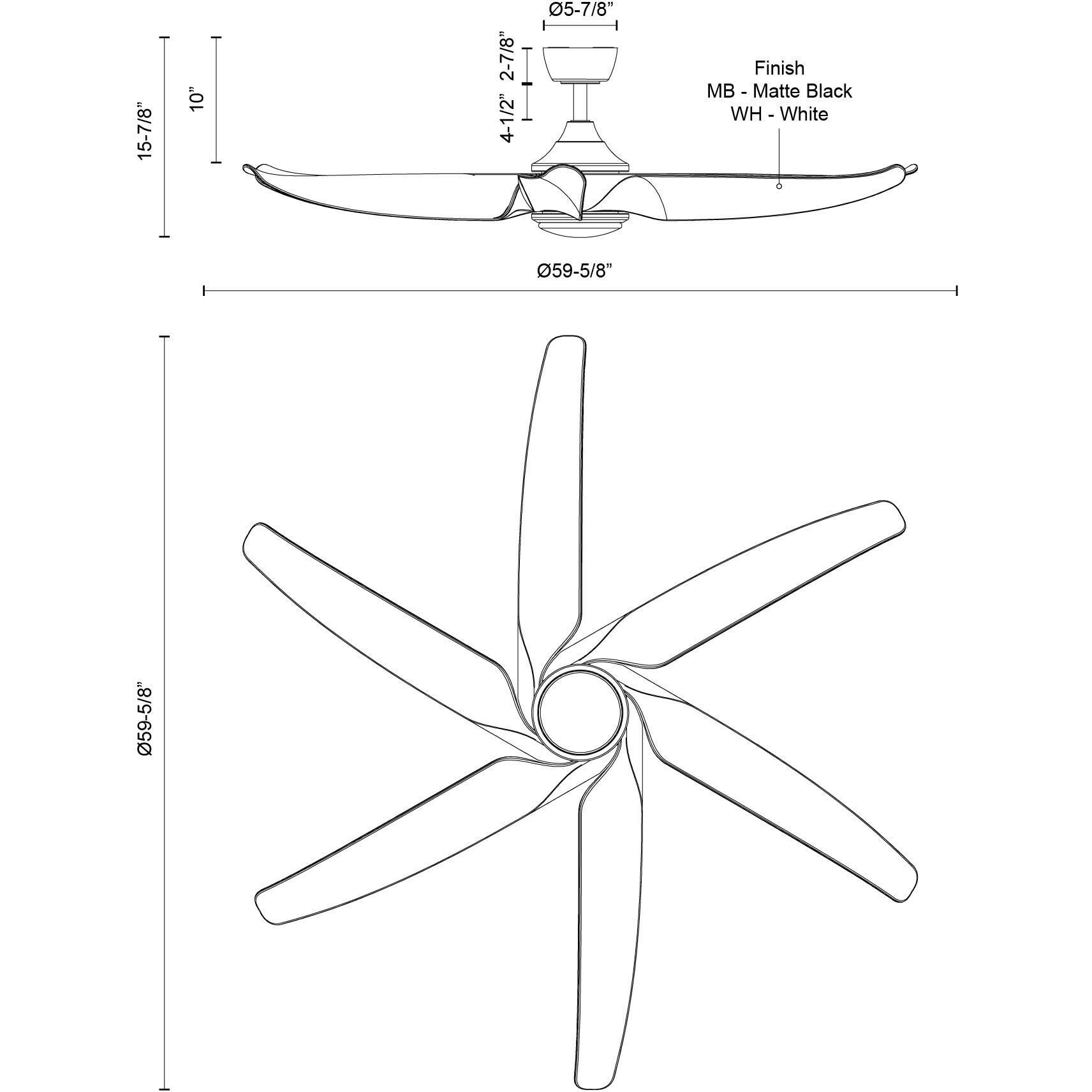 Coronado 59.63 inch Matte White Ceiling Fan