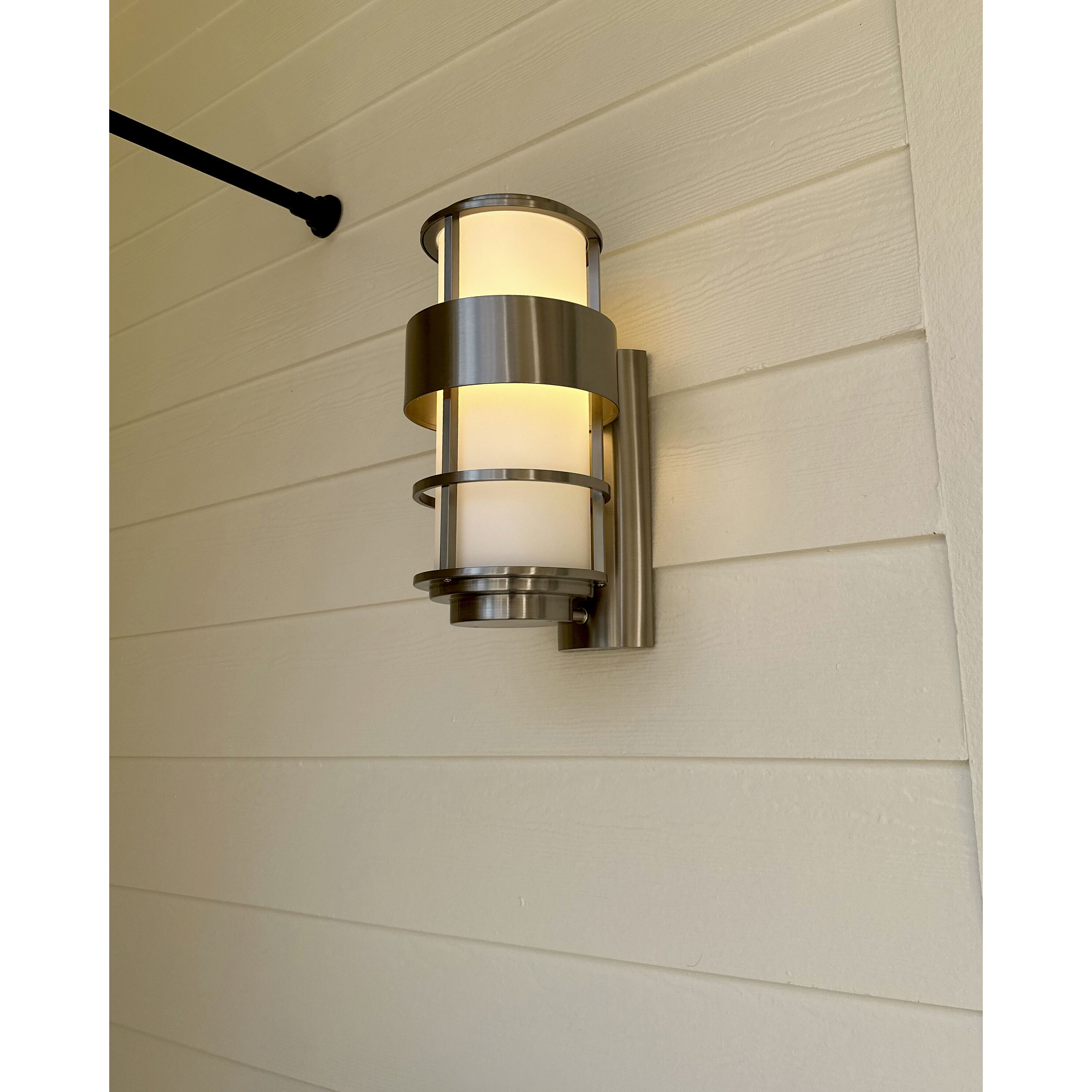 Saturn Outdoor Wall Mount Lantern in Stainless Steel, Large