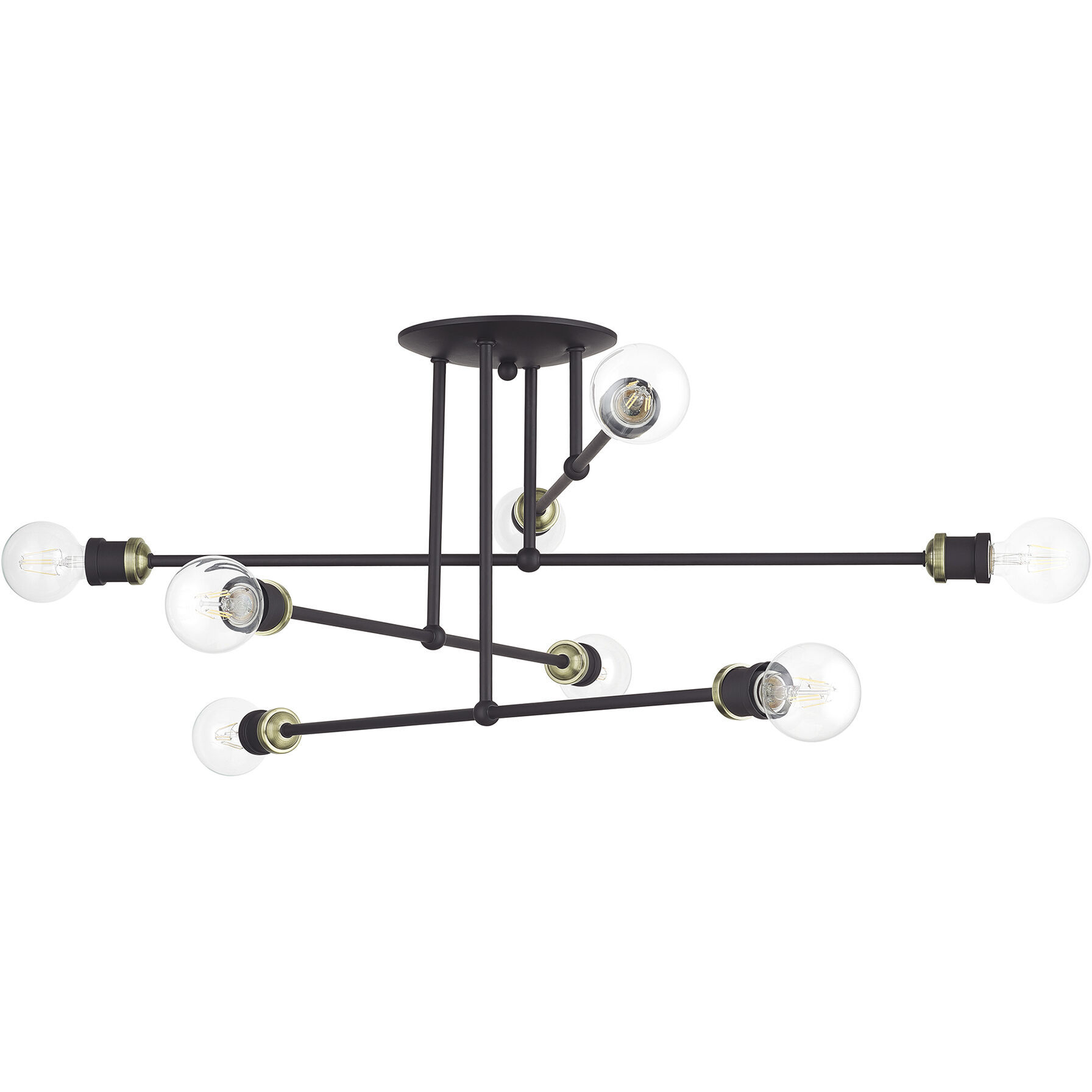 Delacroix 8 Light 35 inch Bronze with Antique Brass Accents Semi-Flush Ceiling Light