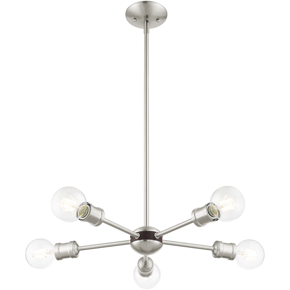 Lansdale 5 Light 19 inch Brushed Nickel with Bronze Accents Chandelier Ceiling Light