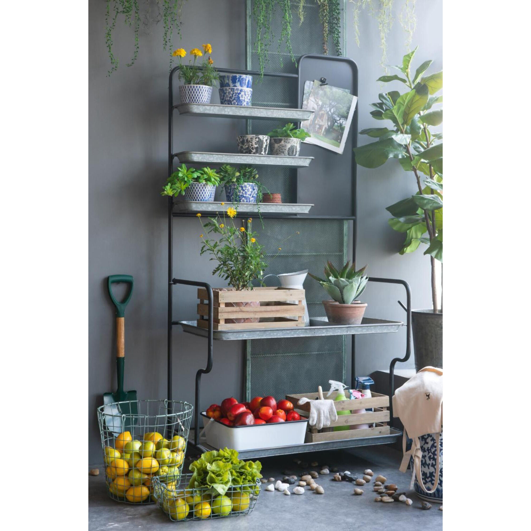 Terracotta Blue and White Outdoor Planter, Set of 4