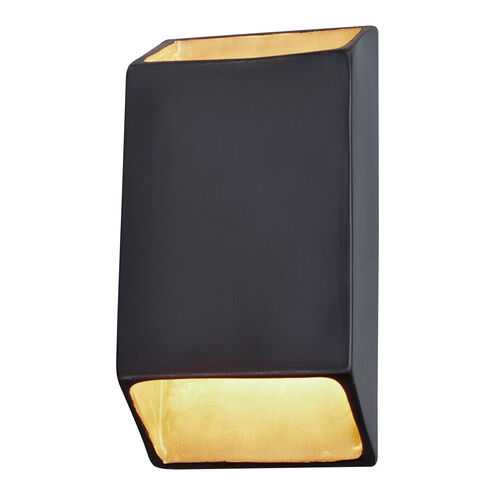 Ambiance LED 7 inch Gloss Black ADA Wall Sconce Wall Light, Open Top and Bottom Fixture, Tapered Rectangle
