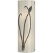 Forged Leaf and Stem 2 Light 5.5 inch Dark Smoke Sconce Wall Light in Ivory Art