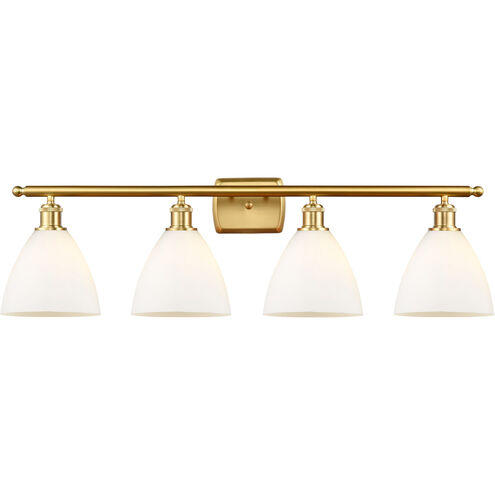 Ballston Ballston Dome 4 Light 38 inch Satin Gold Bath Vanity Light Wall Light in Matte White Glass