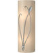 Forged Leaf and Stem 2 Light 5.5 inch Vintage Platinum Sconce Wall Light in White Art