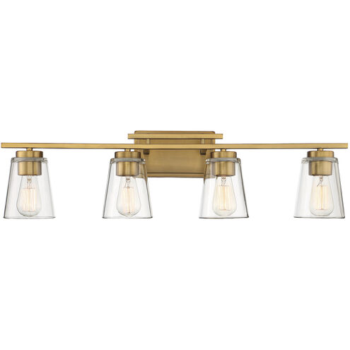 Calhoun 4 Light 32 inch Warm Brass Bathroom Vanity Light Wall Light, Essentials