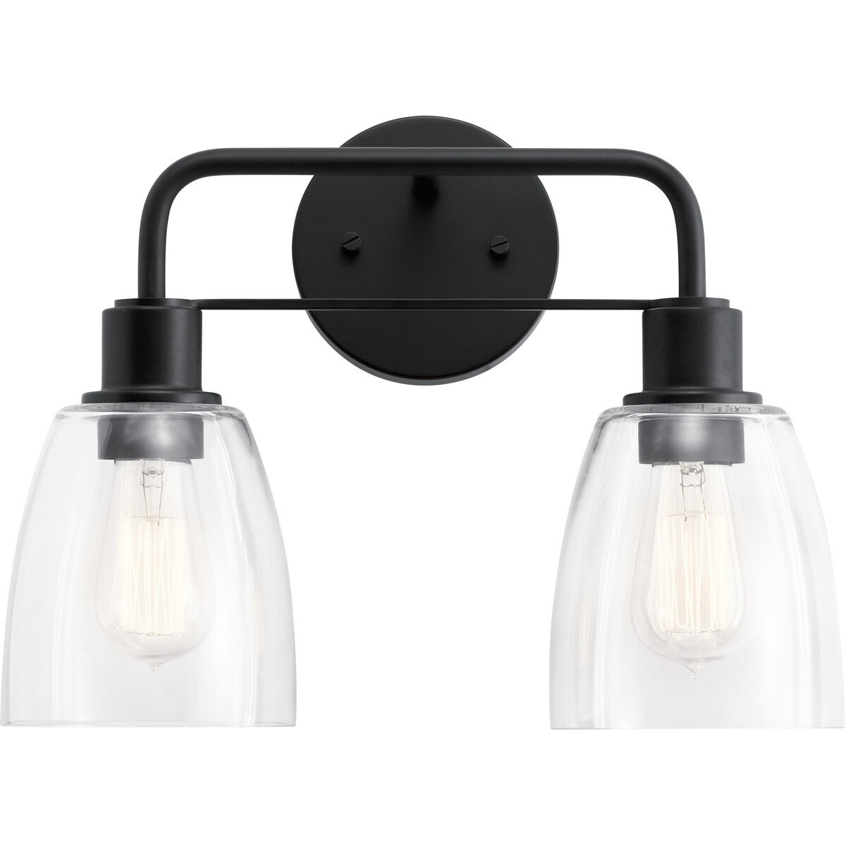 Meller 2 Light 15 inch Black Wall Mount Bath Light Wall Light, 2 Arm