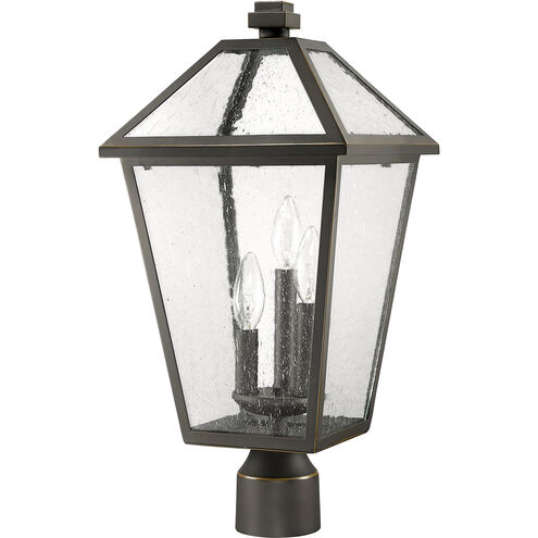 Talbot 3 Light 20 inch Oil Rubbed Bronze Outdoor Post Mount Fixture in Seedy Glass