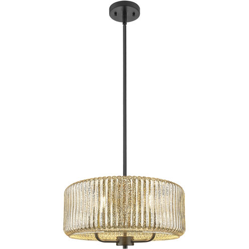 Downtown Urban Windsor 3 Light 16 inch Matte Black Pendant Ceiling Light in Mercury
