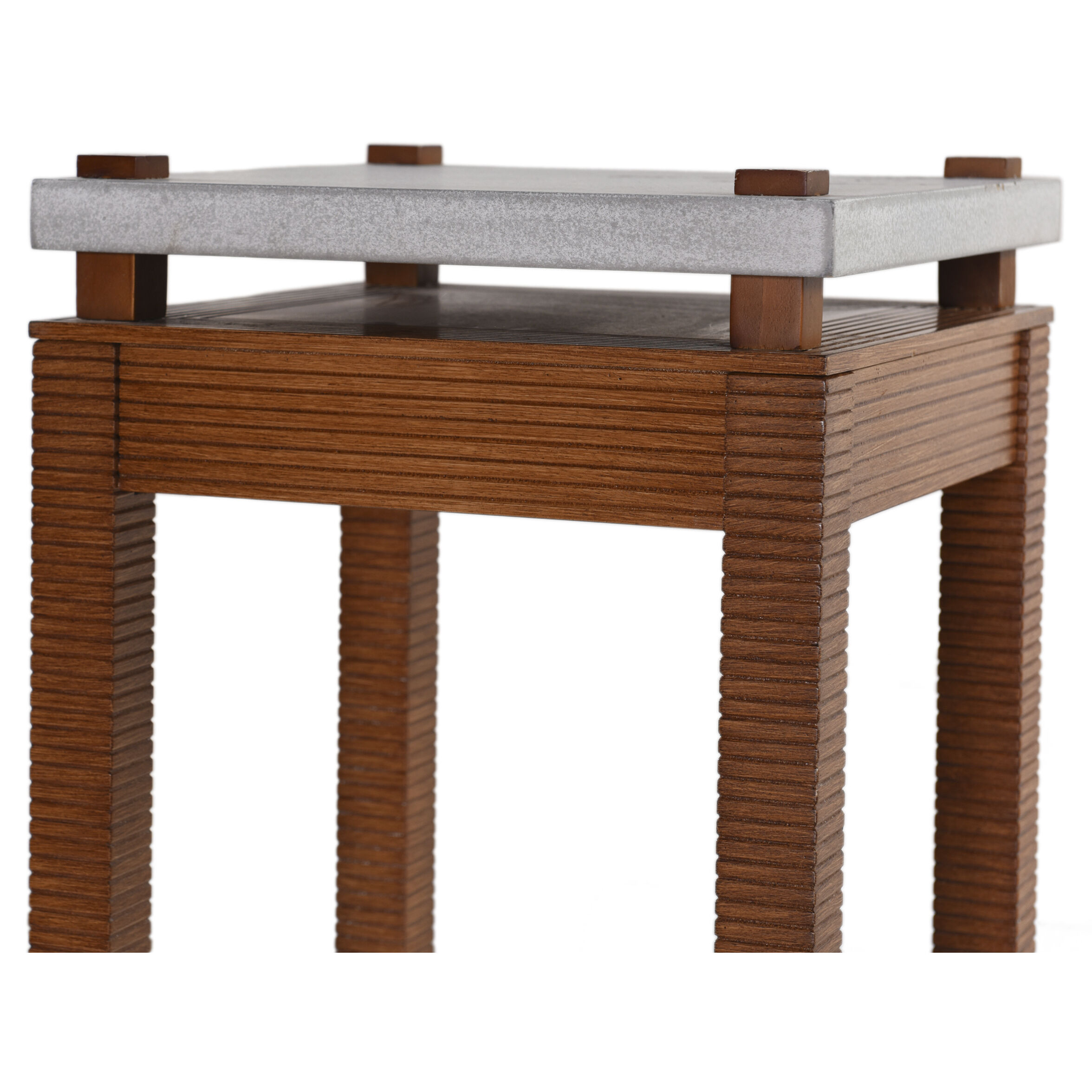 Fern Cement Gray and Zebra Cherry Plant Stand in Cement Gray & Zebra Cherry