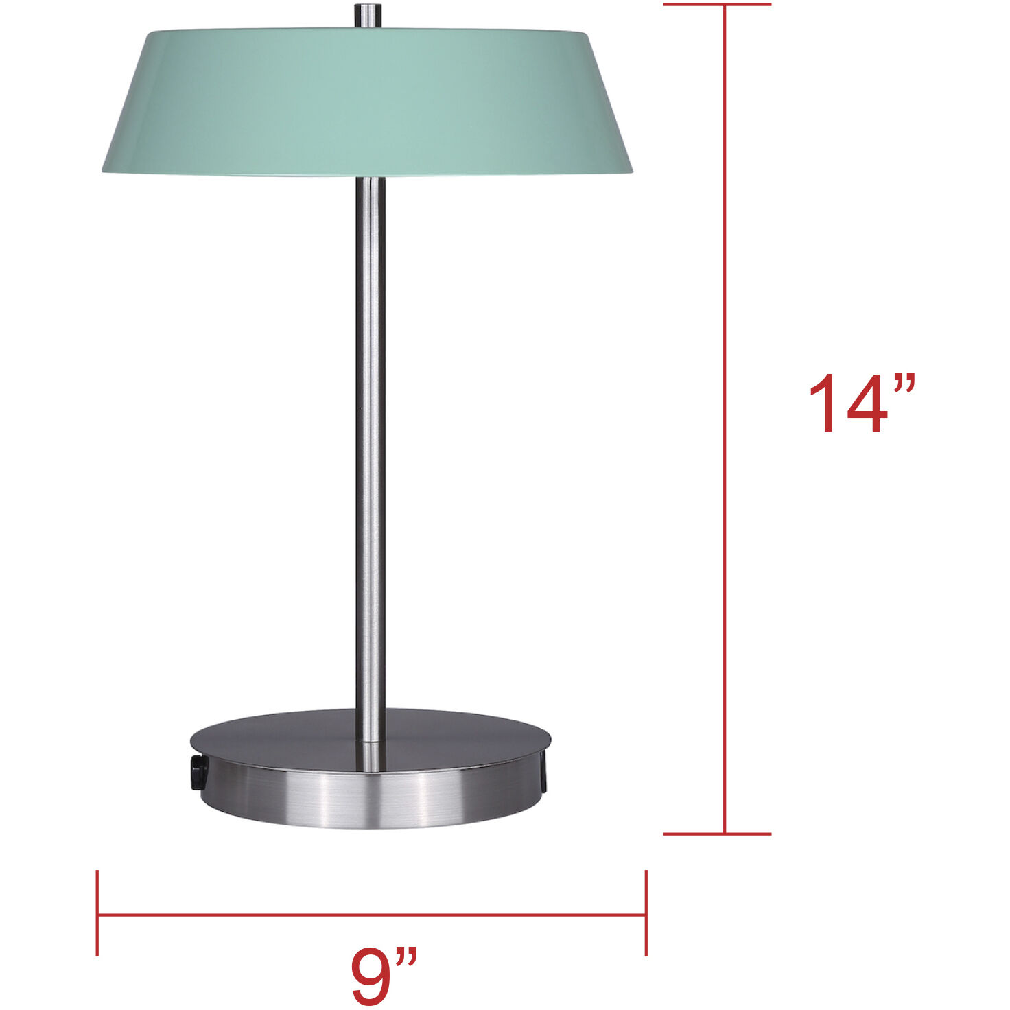 Jessa 14 inch 16.00 watt Brushed Nickel Table Lamp Portable Light in Teal Metal