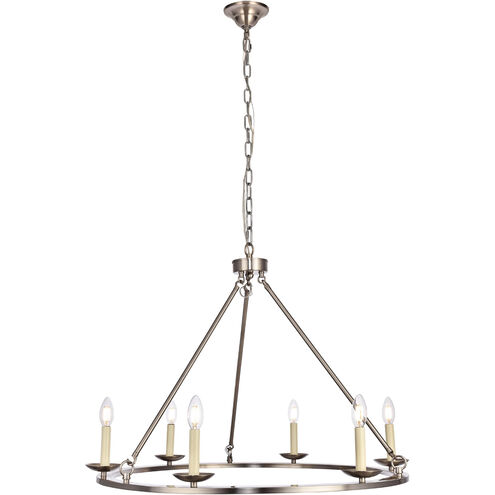 Maine 6 Light 32 inch Burnished Nickel Chandelier Ceiling Light