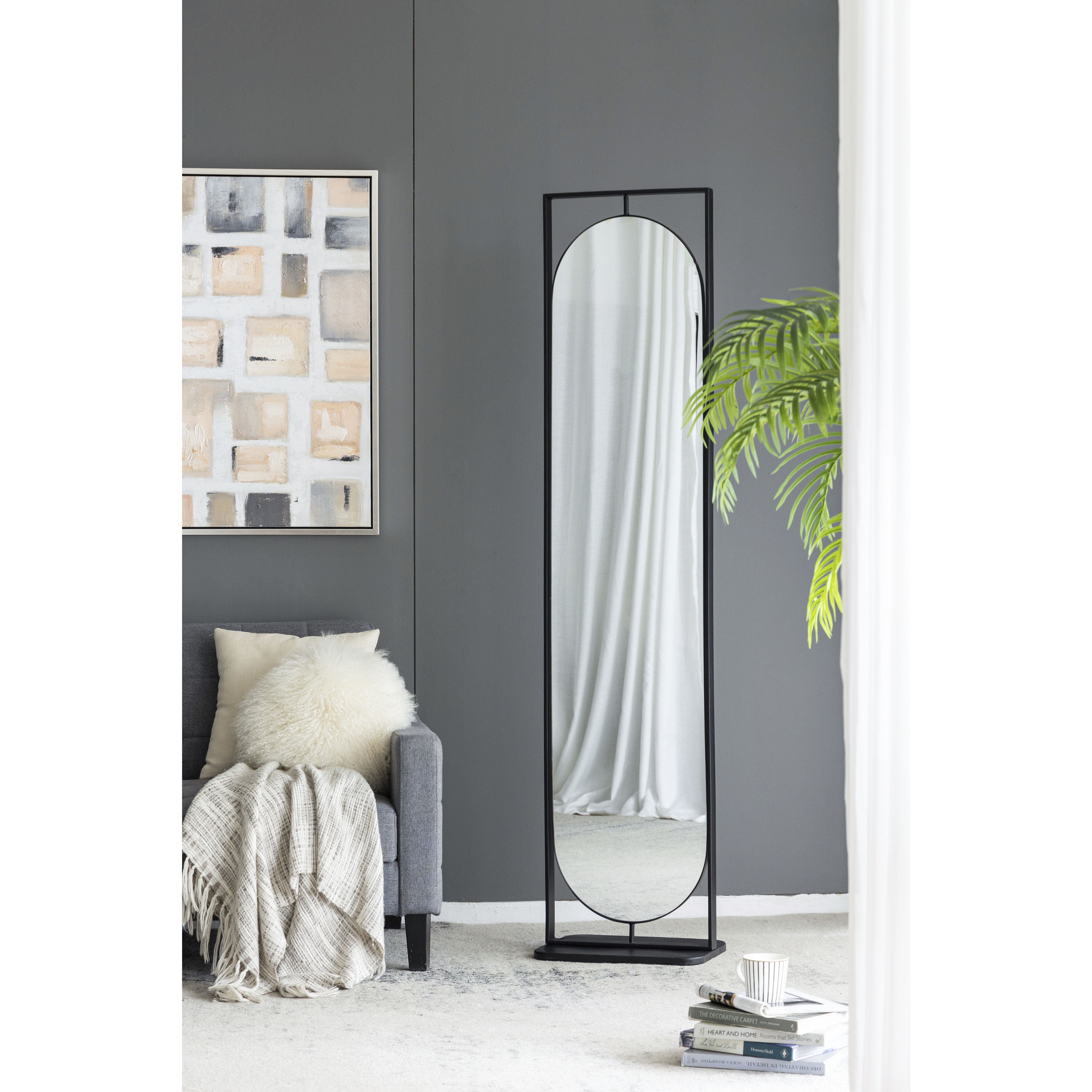 Full 77.8 X 18.1 inch Black Mirror