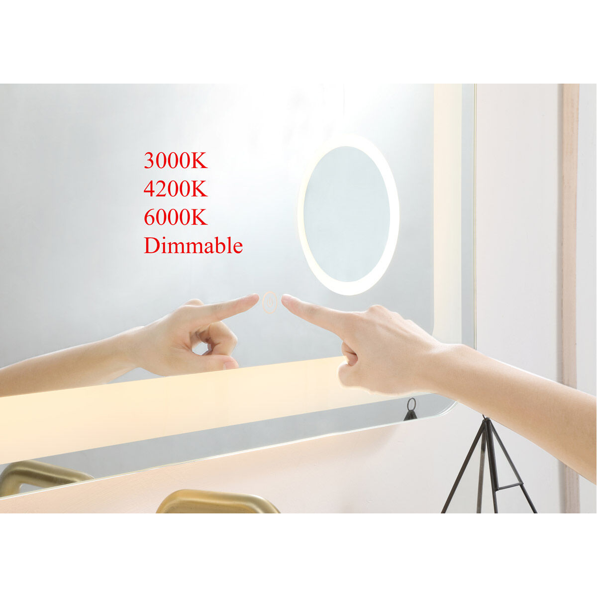 Lux 40 X 20 inch Glossy White Lighted Wall Mirror